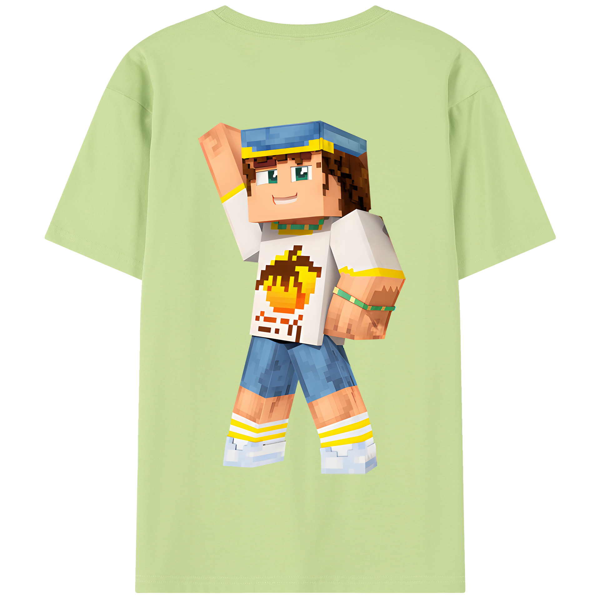 （画像用） マインクラフト ブロックの世界 Minecraft MC Block world 綿100％半袖Tシャツ（背面プリント）